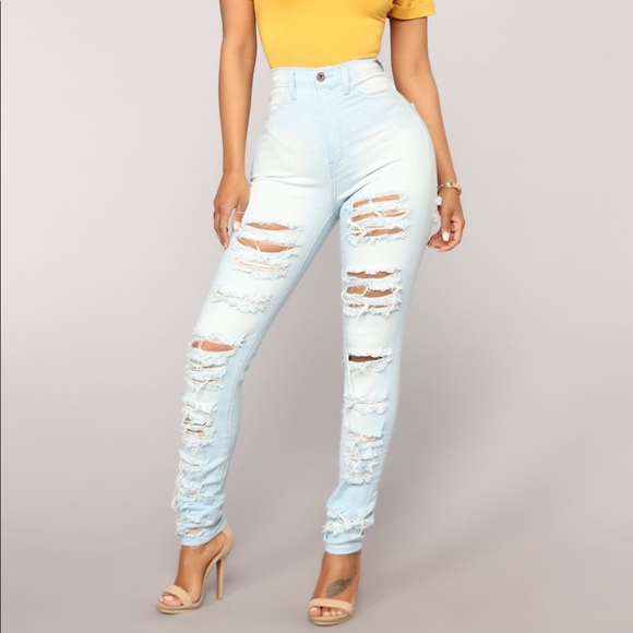 Fashion Nova Mid Rise Distressed Skinny Jeans - Picture 1 of 3